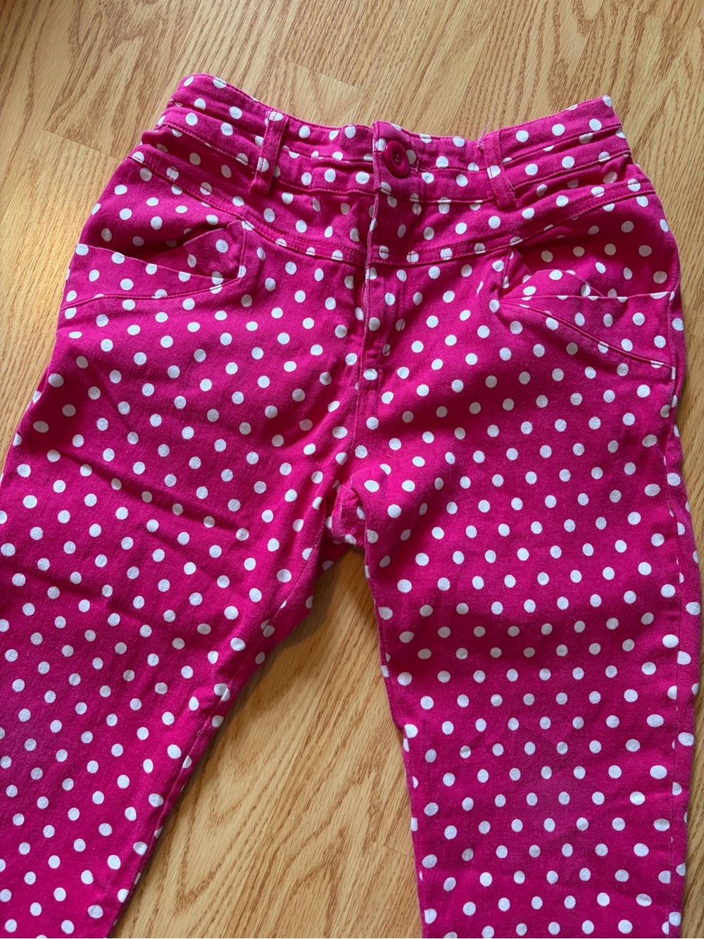 Y2K vintage Pink Polka Dot Stretch capri Pants